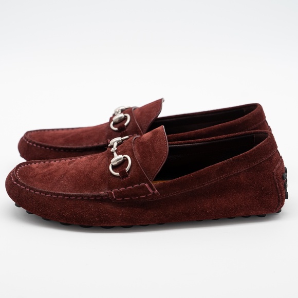 size 7G 7.5 US Gucci Burgundy Red Suede Loafers Driver Horsebit main image 7